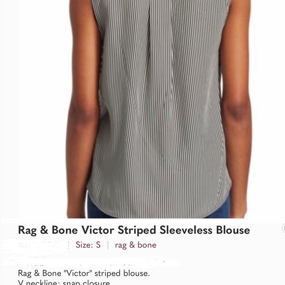 rag & bone Victor black/white stripe sleeveless silk blouse Size Small. NWT! - Picture 5 of 8
